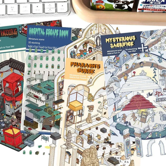 Random 4 horror theme 3D scene stickers – mystery surprise pack.