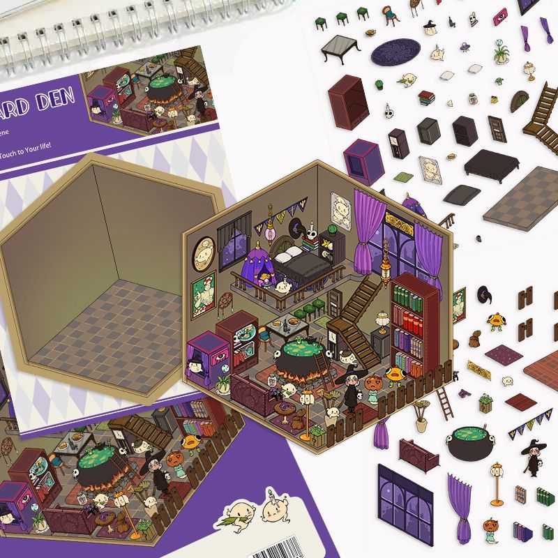 3D sticker scene of Wizard Den room in action