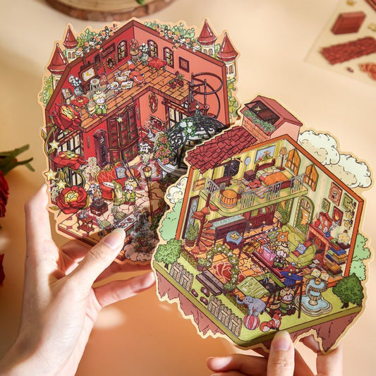 Effect of completed Rose Collector and Cloud Sunset Cottage sticker room scene