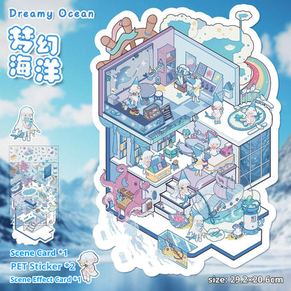 Dreamy Ocean underwater horror 3D sticker room