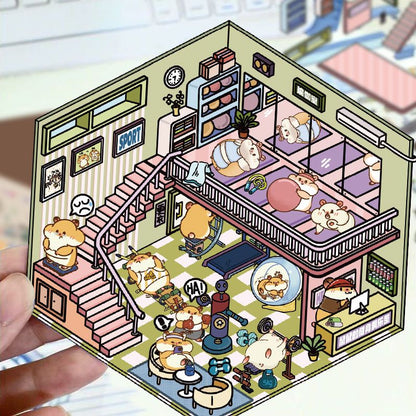 3D sticker scene of hamster gym in use