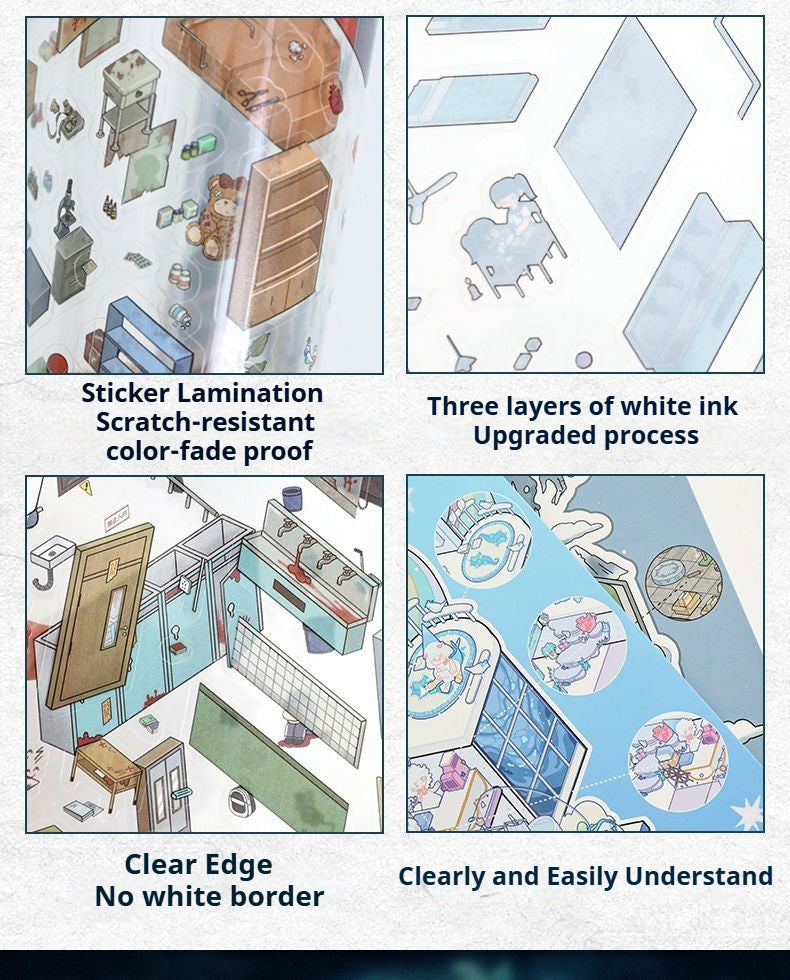 How to use horror scene sticker – DIY setup instruction image.
