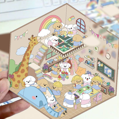 3D sticker scene of Puppy Kindergarten classroom
